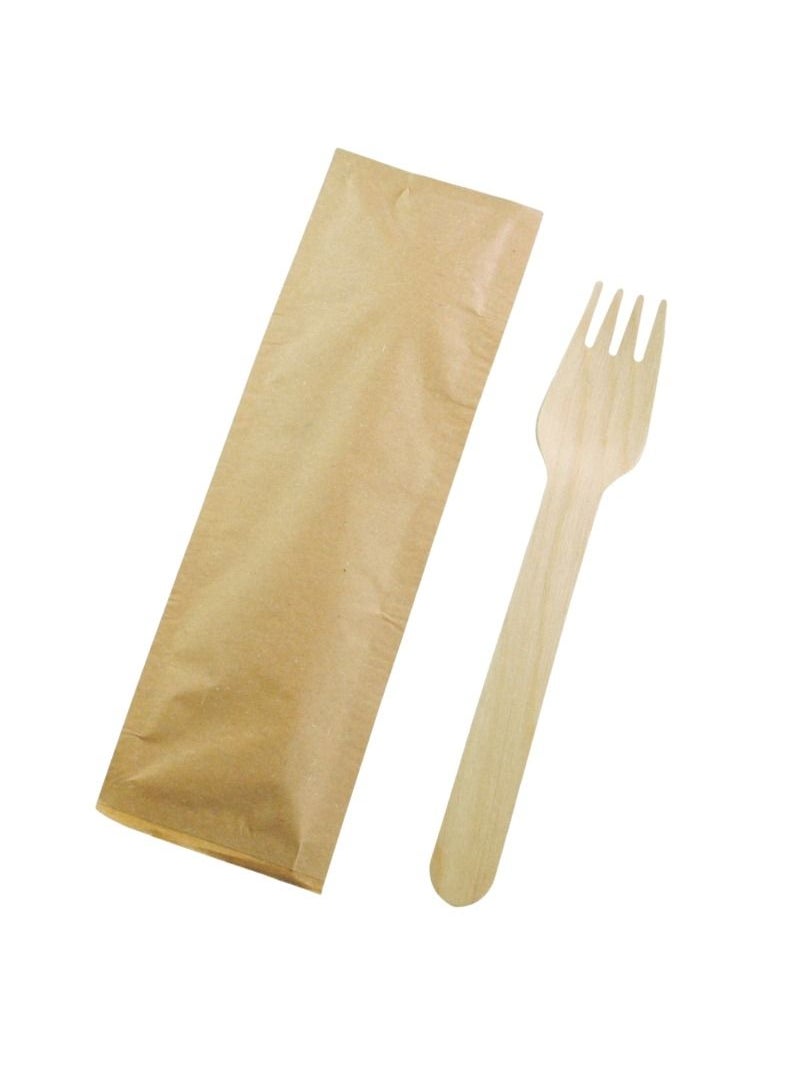 YASHTECH Individually Paper Wrapped 6 Inch Wooden Fork Perfect for Any Food Choices Set of 50 Pcs  - Image 1