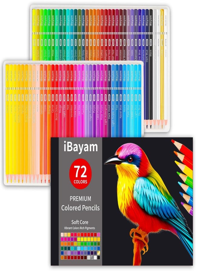 آي بايام مجموعة أقلام تلوين iBayam، 72 قلمًا، مثالية لكتب تلوين الكبار، ذات قلب ناعم، مناسبة للرسم والتظليل والمزج، أدوات فنية، هدية رائعة للتلوين والرسم والتلوين. - Image 1