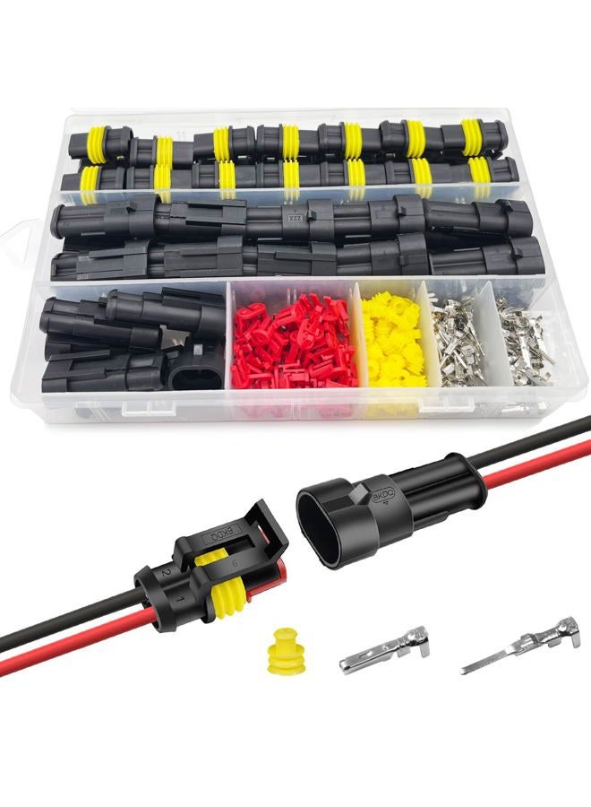 Twippo 25 Kit 2 Pin Connector Automotive Electrical Connectors 2 Wire Connectors Waterproof Connector Quick Disconnect and Connect Terminals Plug Kit 22-16 AWG - Image 1