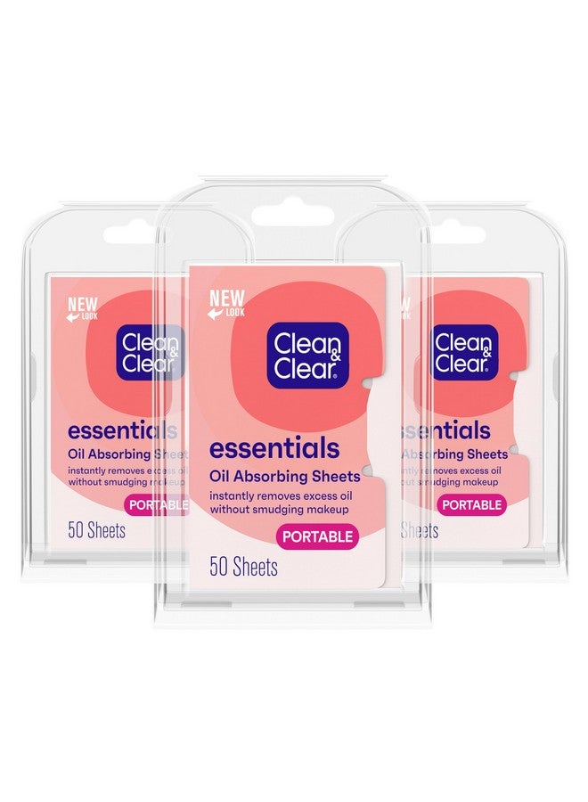 Clean & Clear Oil Absorbing Facial Sheets, Portable Blotting Papers for Face & Nose, Absorbing Blotting Sheets for Oily Skin to Instantly Remove Excess Oil & Shine, 3 x 50 ct - Image 1
