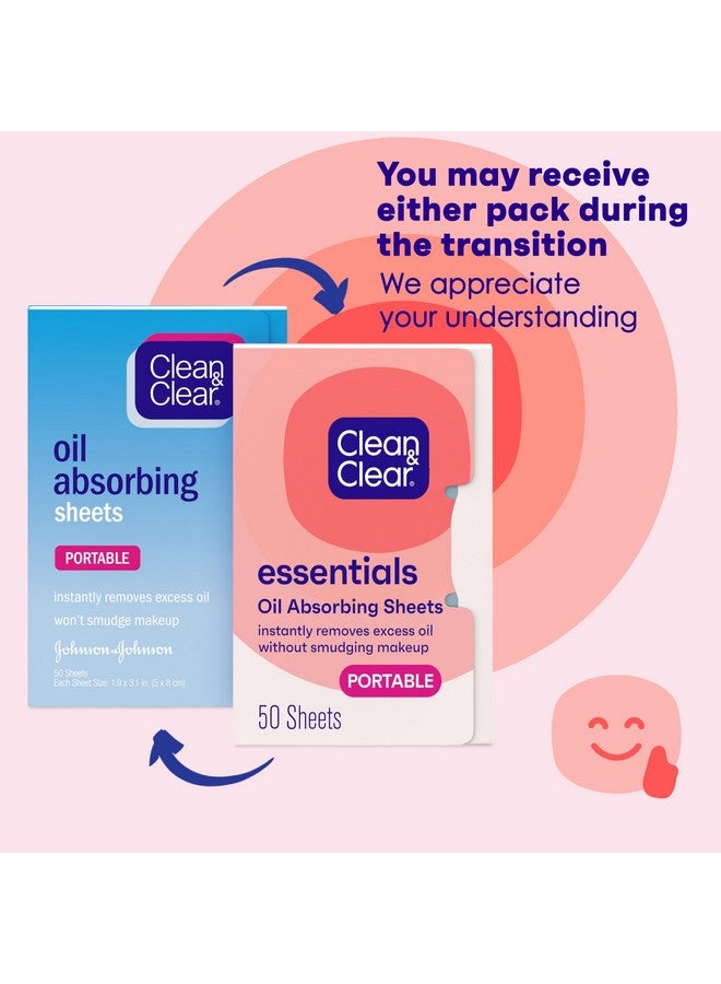Clean & Clear Oil Absorbing Facial Sheets, Portable Blotting Papers for Face & Nose, Absorbing Blotting Sheets for Oily Skin to Instantly Remove Excess Oil & Shine, 3 x 50 ct - Image 2