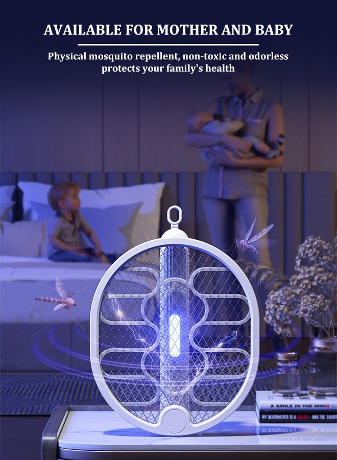 Generic Rechargeable Foldable Electric Mosquito Swatter & Zapper - 2-in-1 UV Light Insect Killer with Lithium Battery | Child-Safe Dual Mesh | 120H Runtime for Bedroom/Kitchen/Household  - Image 3