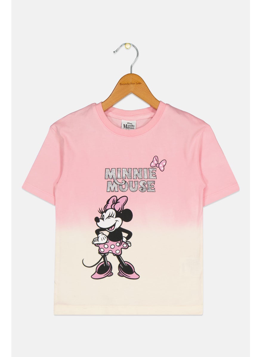 Disney Toddlers Girl Minnie Mouse Short Sleeves T-Shirt, Pink  - Image 1