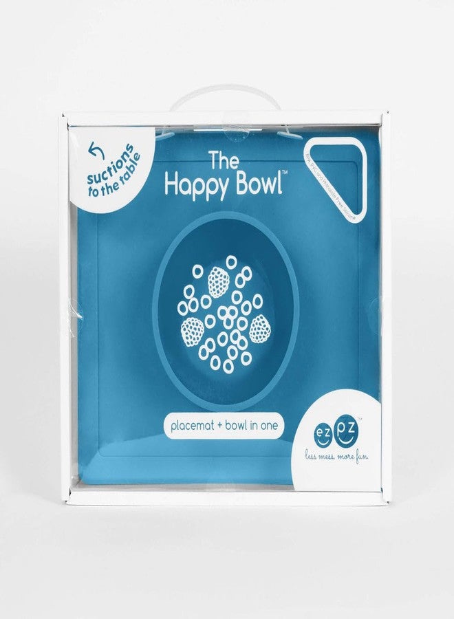 ezpz Happy Bowl - 24 Months + (Blue) - 100% Silicone Suction Bowl with Built-in Placemat - Dishwasher Safe - Image 5
