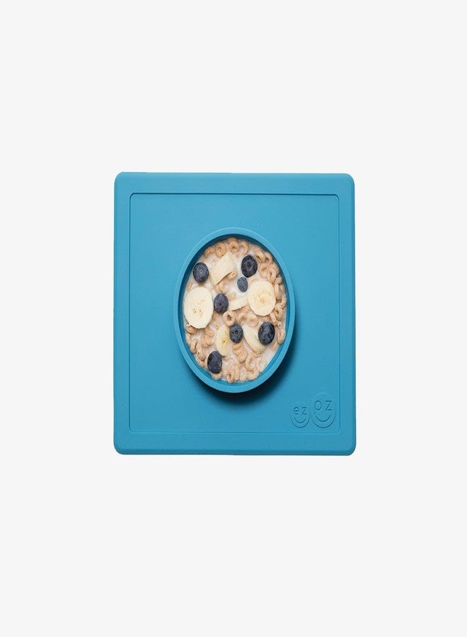 ezpz Happy Bowl - 24 Months + (Blue) - 100% Silicone Suction Bowl with Built-in Placemat - Dishwasher Safe - Image 2