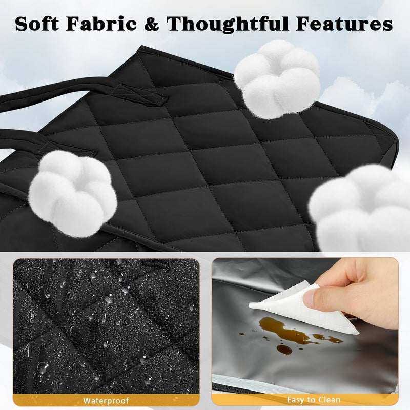 ZOMFELT Lunch Tote Bag for Women, 15.6 Inch Puffer Laptop Lunch Bag, Quilted Large Work Tote Bag with Insulated Lunch Compartment, Womens Lunch Bags for Work, Travel, Nurse, Teacher, Camping, Black - Image 5