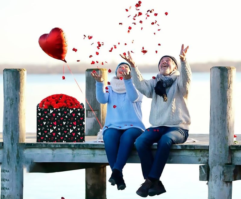 CLOCOR Rectangular Gift Basket,Collapsible Fabric Storage Container,Waterproof Storage Bin with Handles(White Heart) - Image 2