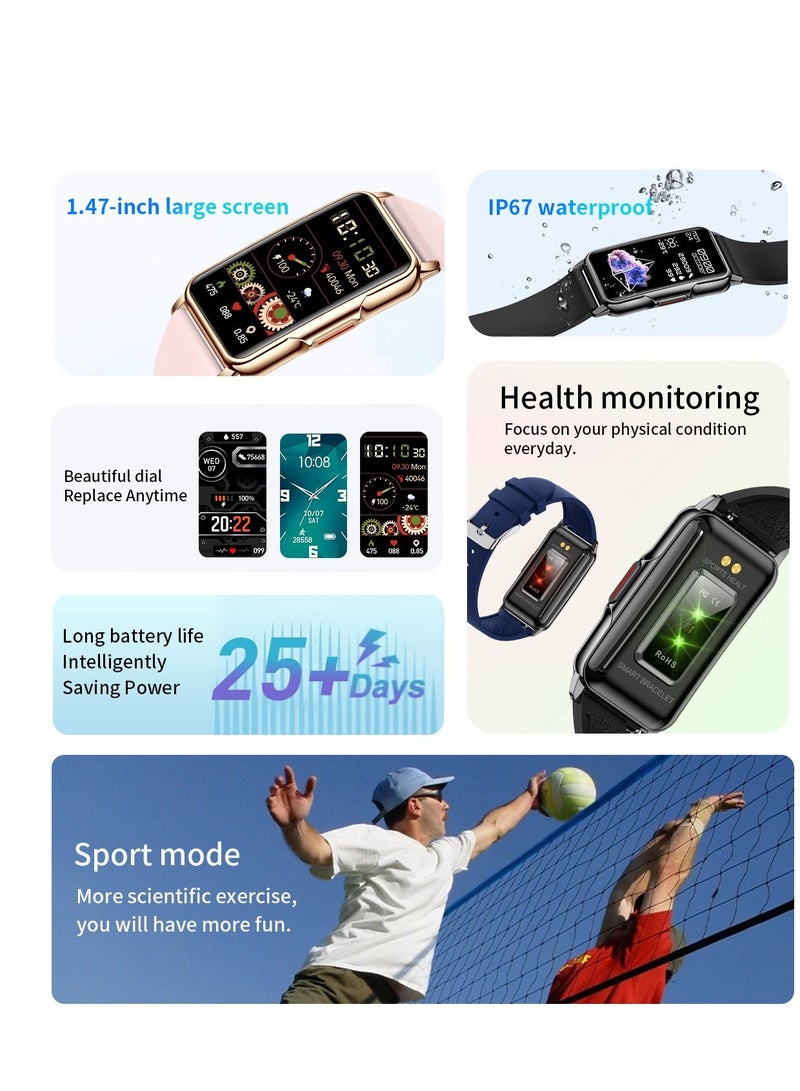 AROAQ H80 Smart Watch 1.47'' Full-Touch Screen IP67 Waterproof Health Monitor 20＋Sports Modes 25 Days Standby Custom Dial Compatible with Android iOS - Image 3