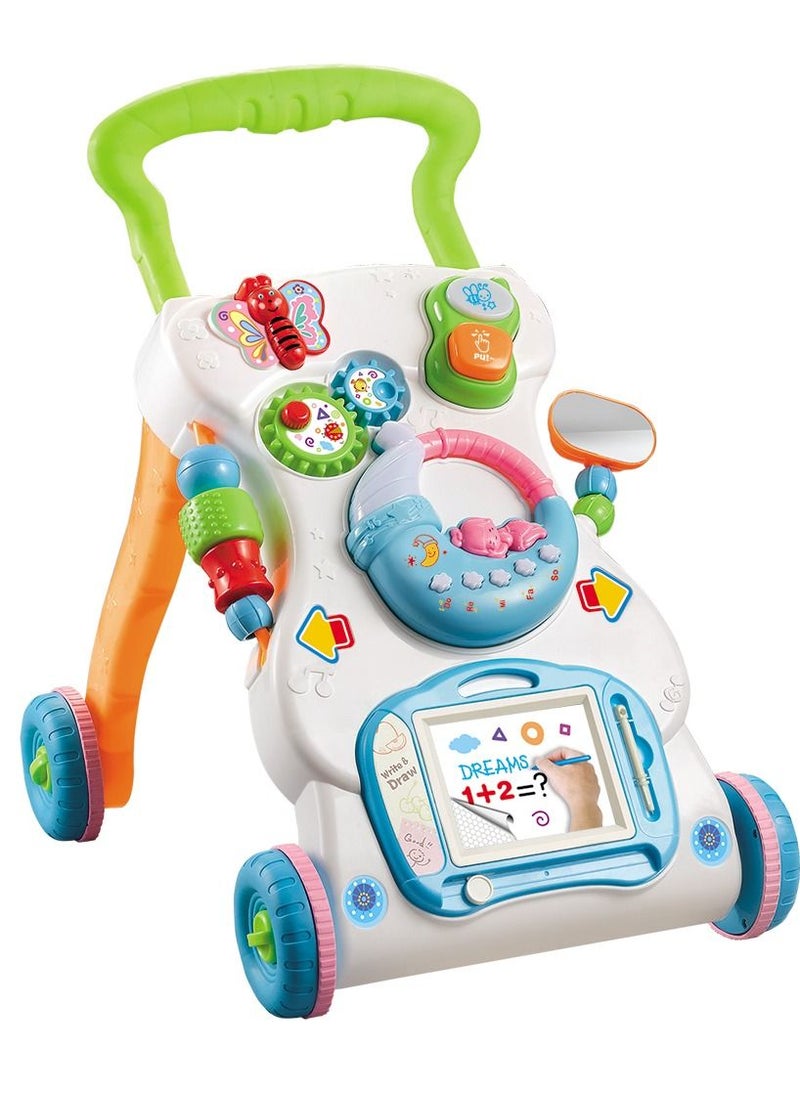 HUNGER 4 in 1 Children Music Walker Baby Learn Walk Stand Trolley Toys Drawing Board Music Instrument Mini Phone  - Image 1