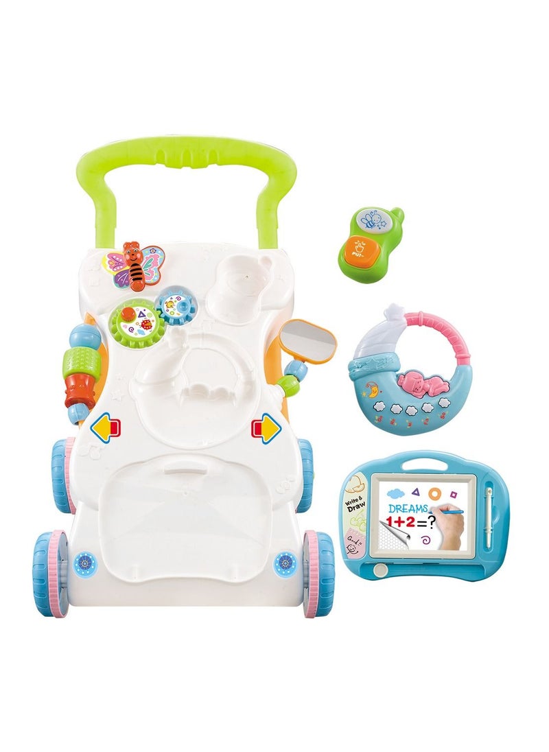 HUNGER 4 in 1 Children Music Walker Baby Learn Walk Stand Trolley Toys Drawing Board Music Instrument Mini Phone  - Image 3