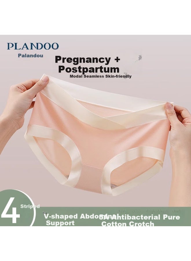 Plandoo Maternity Underwear For Women, Early Mid And Late Pregnancy, Low-rise Belly Support, Modal Fabric, Skin-friendly, Antibacterial, Seamless, 4-pack, XL - Image 1