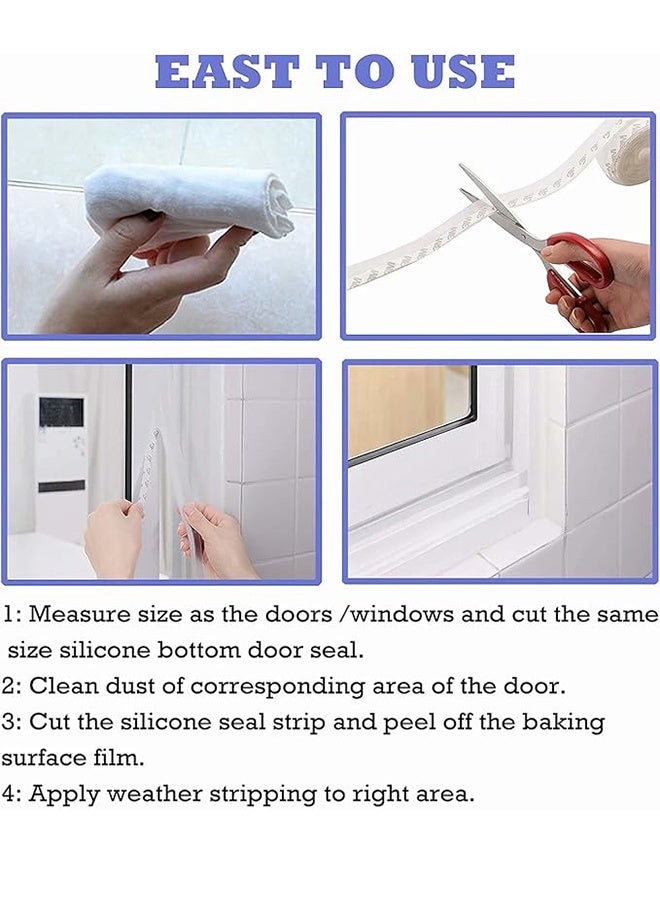 3M Weather Strip Door Seal, Door Strip Bottom For Door Silicone Seal Sticker Adhesive For Door And Window Gap Anti-Collision Silicone 5m/16ft (35mm, Transparent) - Image 2