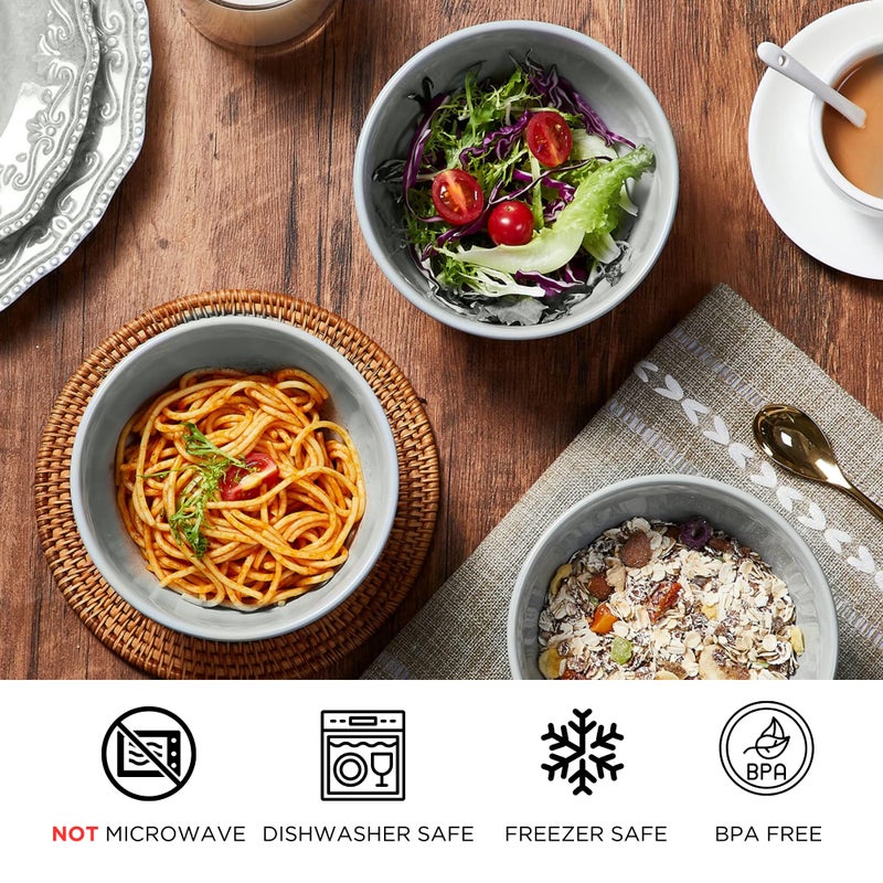 TP 18-Piece Dinnerware Set, Melamine Dinner Dishes Set with Bowls and Salad Plates, Non-breakable Lightweight, Service for 6 (Gray) - Image 3