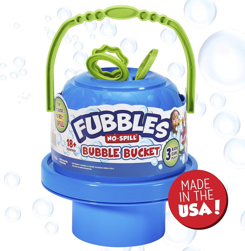 FUBBLES Little Kids Bubbles No-Spill Big Bubble Bucket | Bubbles for Toddlers and of All Ages | Includes Bubbles Bucket and 3 Bubble Wands, Made in The USA - Image 3