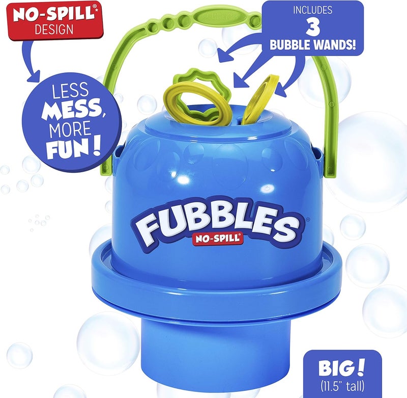 FUBBLES Little Kids Bubbles No-Spill Big Bubble Bucket | Bubbles for Toddlers and of All Ages | Includes Bubbles Bucket and 3 Bubble Wands, Made in The USA - Image 2