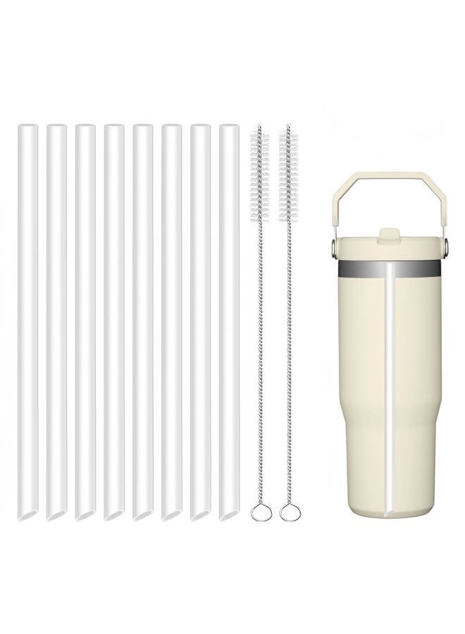 Joshey 8-Pack Replacement Straws for Stanley 30oz Tumbler | Compatible with Stanley IceFlow Flip Straw Lid | BPA-Free Reusable Plastic Drink Straws with 2 Cleaning Brushes - Image 1