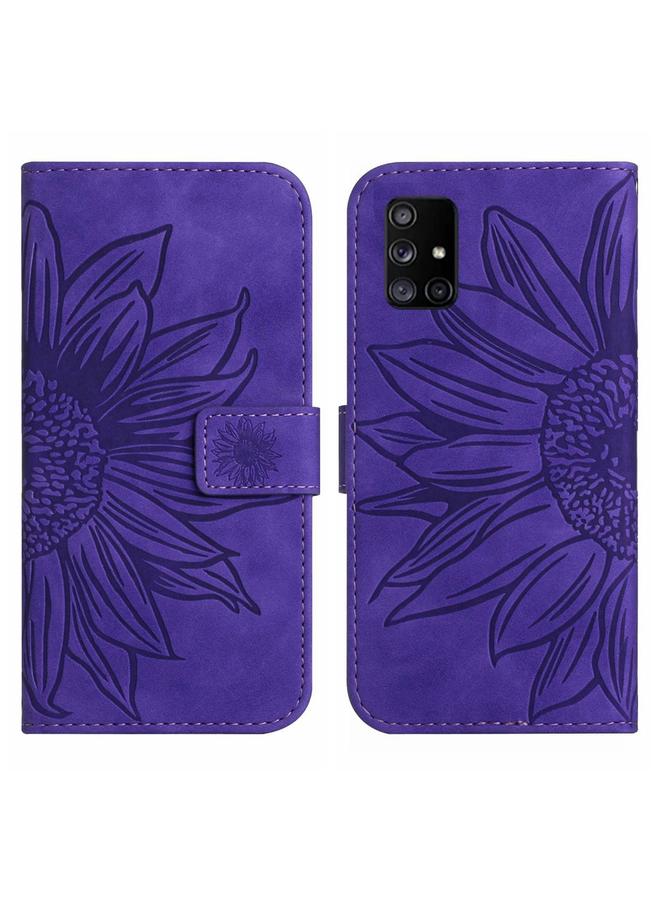 اس-توب جراب لهاتف Samsung Galaxy M51 مصنوع من الجلد بتصميم زهرة الشمس مع حبل تعليق - Image 2