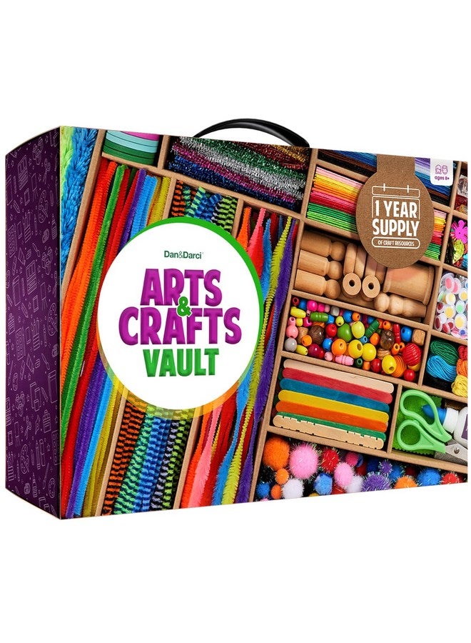Dan&Darci Arts and Crafts Vault - Craft Supplies Kit in a Box for Kids Ages 4 5 6 7 8 9 10 11 & 12 Year Old Girls & Boys - Crafting Set Kits - Gift Ideas for Kid Art Activity Gifts - Image 1
