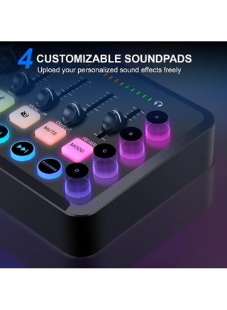 Wireless Audio Mixer - 48V Phantom Power - XLR Microphone - Voice Changer - Noise Reduction - Built-in 1800 mAh Battery - Gaming DJ Mixer - Live Sound Card for Podcasting, Recording, Singing, Gaming, Tiktok, YouTube, PC, Computer - view 4