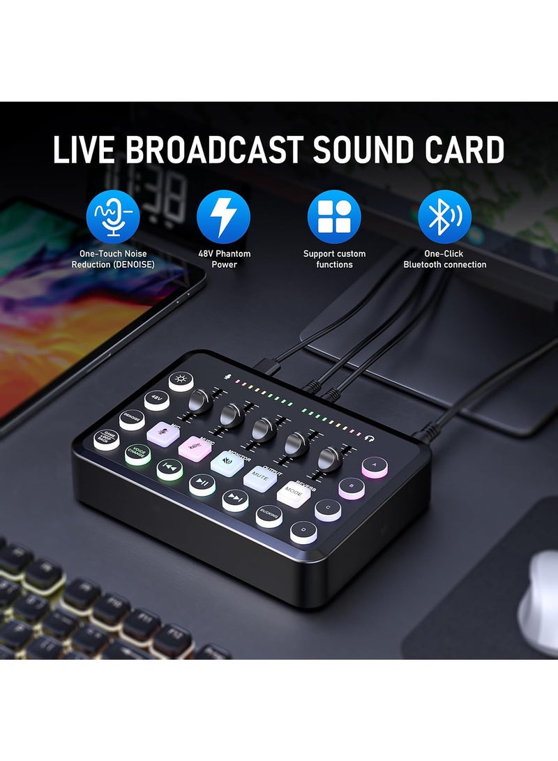 Mi VAZA Wireless Audio Mixer - 48V Phantom Power - XLR Microphone - Voice Changer - Noise Reduction - Built-in 1800 mAh Battery - Gaming DJ Mixer - Live Sound Card for Podcasting, Recording, Singing, Gaming, Tiktok, YouTube, PC, Computer - Image 2