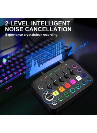 Wireless Audio Mixer - 48V Phantom Power - XLR Microphone - Voice Changer - Noise Reduction - Built-in 1800 mAh Battery - Gaming DJ Mixer - Live Sound Card for Podcasting, Recording, Singing, Gaming, Tiktok, YouTube, PC, Computer - view 5