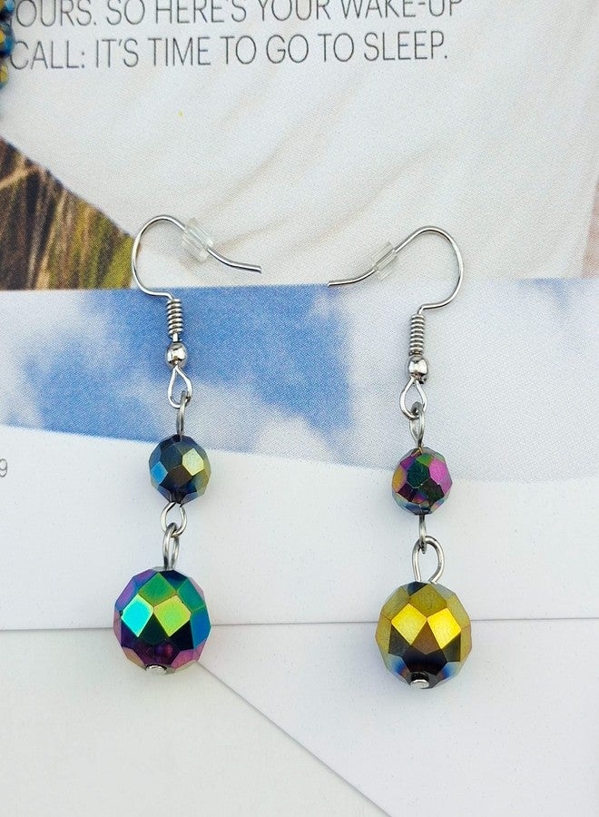 بوكار طقم عقد وأقراط من الخرز المصنوع يدويًا من بوكار للنساء (NK-10602-أسود AB) - Image 5