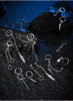 12 Piece Set of Stainless Steel Hoop Dangling Feather Earrings for Men, Hinged Pendant with Long Chain Design - pzsku/ZEDD1FD7FA7EA92171389Z/45/_/1735889200/eabac7ca-446e-4602-8be6-838db09399ca