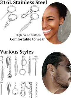 12 Piece Set of Stainless Steel Hoop Dangling Feather Earrings for Men, Hinged Pendant with Long Chain Design - pzsku/ZEDD1FD7FA7EA92171389Z/45/_/1735889208/408b3580-455b-4280-b20a-cde166fbed06