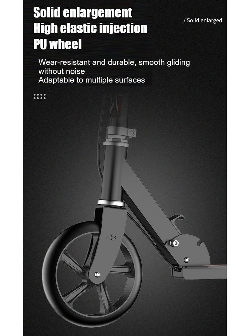 GUDOO درّاجة خفيفة قابلة للطي مع 4 مستويات ضبط درّاجة درّاجة مراهقين بالغين مع تعليق مضاد للصدمات تصميم فرامل مزدوجة الحد الأقصى تحميل 100 كيلوجرام 8 ين عجلات كبيرة للأطفال المراهقين والبالغين السود - Image 2