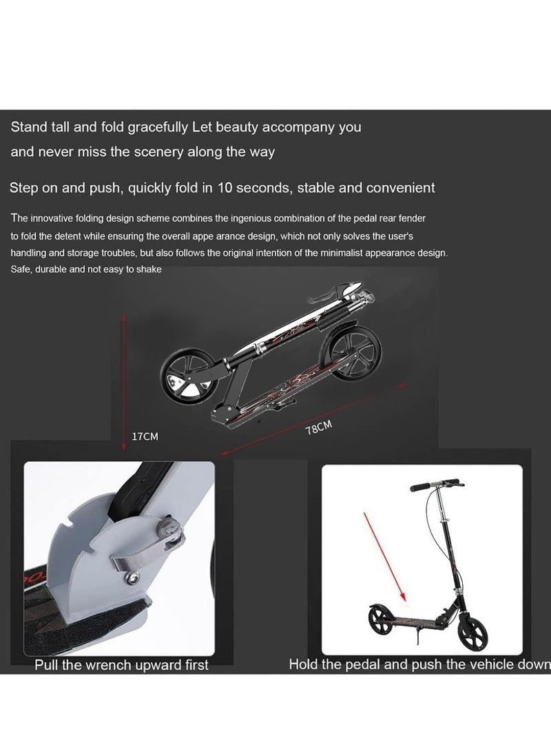 GUDOO درّاجة خفيفة قابلة للطي مع 4 مستويات ضبط درّاجة درّاجة مراهقين بالغين مع تعليق مضاد للصدمات تصميم فرامل مزدوجة الحد الأقصى تحميل 100 كيلوجرام 8 ين عجلات كبيرة للأطفال المراهقين والبالغين السود - Image 4