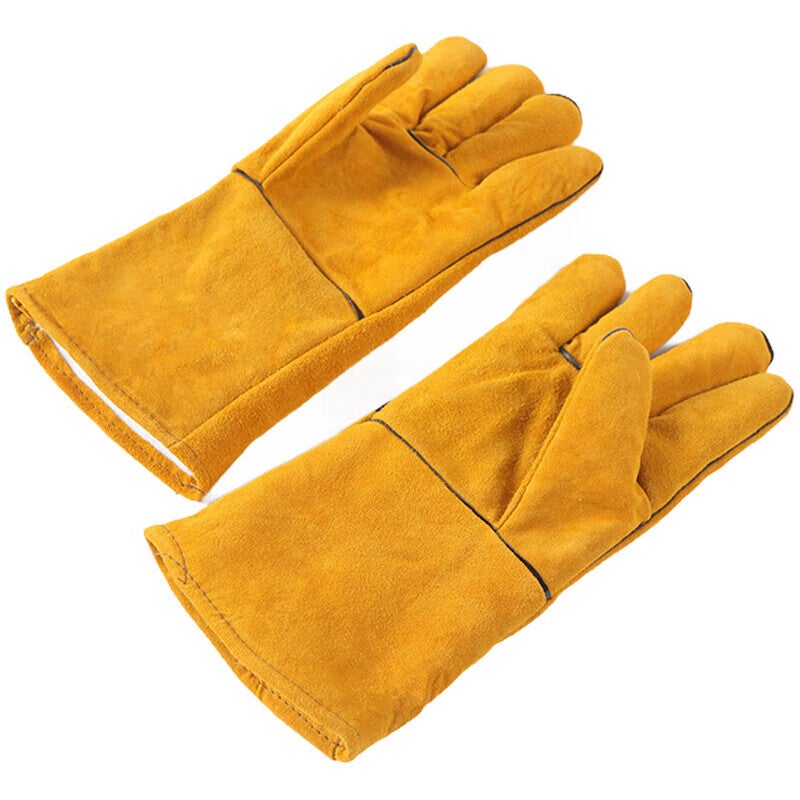 Minggu Welding Gloves Cowhide Leather Hanging Welding Gloves Wear-Resistant Extended Thickened Heat-Resistant Yellow 1 Pair CW038148 - Image 4
