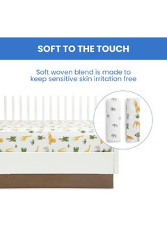 Delta CHILDREN Delta Children Fitted Crib Sheets for Girls and Boys - Crib Sheet for Standard Crib and Toddler Mattresses - 28x52 Inch (Pack of 2), Safari Friends  - Image 5