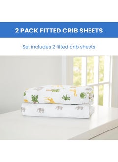 Delta CHILDREN Delta Children Fitted Crib Sheets for Girls and Boys - Crib Sheet for Standard Crib and Toddler Mattresses - 28x52 Inch (Pack of 2), Safari Friends  - Image 3