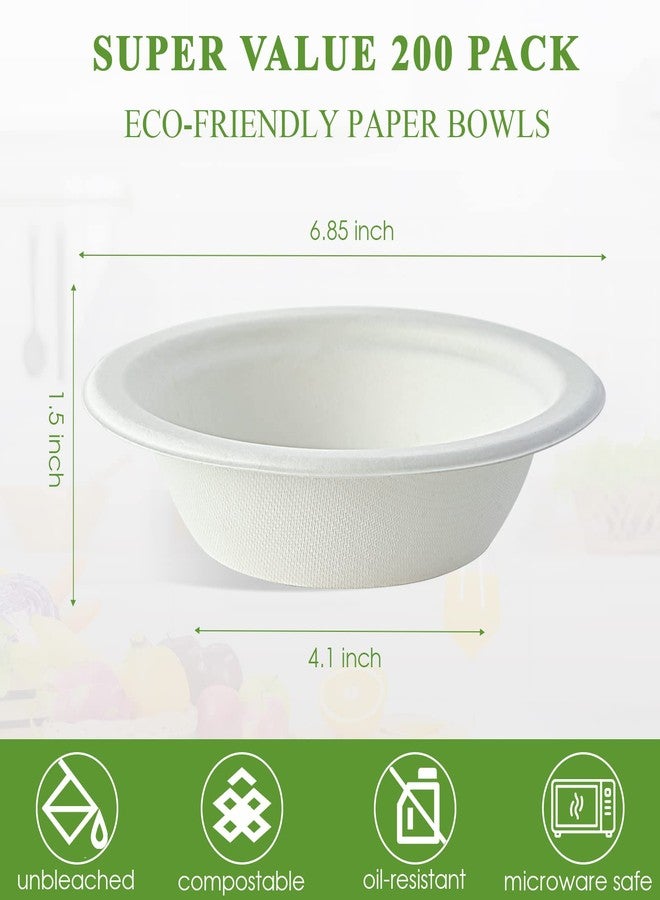 Vplus 200 Pack 16 OZ Paper Bowls, Disposable Compostable Bulk, Eco-friendly Bagasse, Heavy-duty Bowls Perfect for Milk Cereals, Snacks, Salads - Image 3
