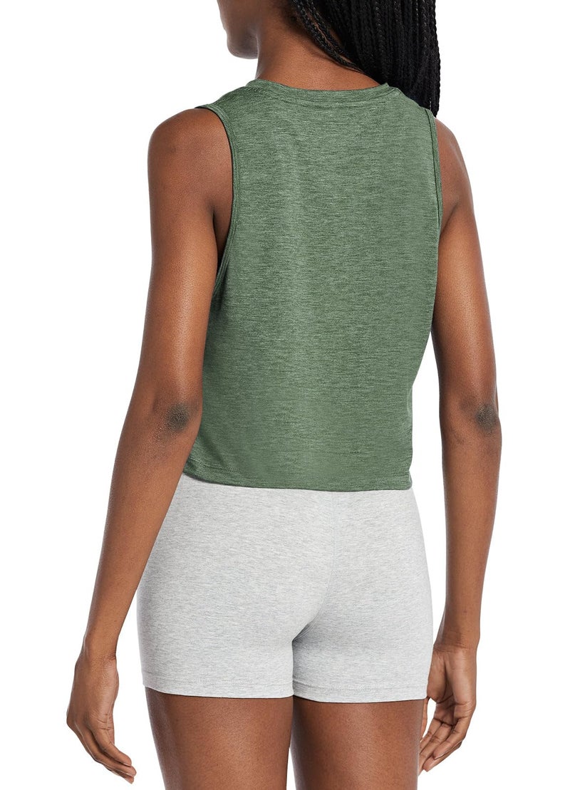 baleaf Workout Tops for Women Crop Tank Top Quick Dry Athletic Gym Exercise Sleeveless Shirts Muscle Yoga Loose Fit Heather Army Green M - Image 2
