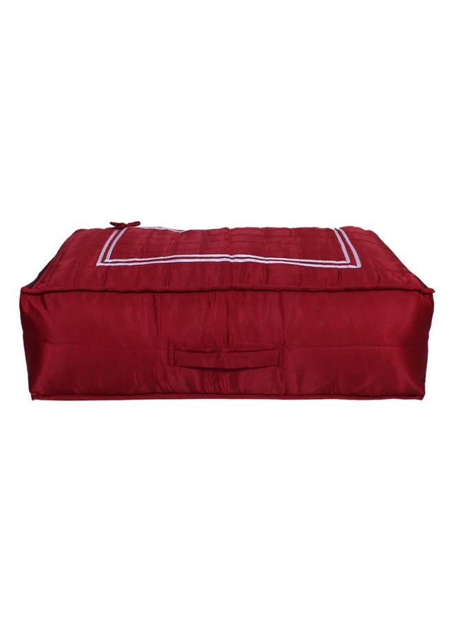Kuber Industries Kuber Industries Satin Bow Design Lehenga Cover|Foldable & Dustproof Salwar Suit Cover|Zipper Gown Organizer With Side Transparent (Maroon)  - Image 4