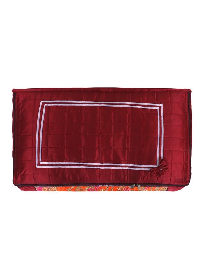 Kuber Industries Kuber Industries Satin Bow Design Lehenga Cover|Foldable & Dustproof Salwar Suit Cover|Zipper Gown Organizer With Side Transparent (Maroon)  - Image 5