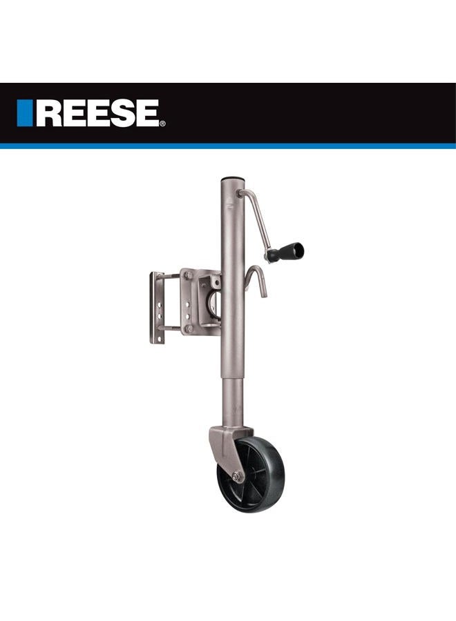 REESE Towpower 74410 Trailer Jack, Heavy-Duty Swivel Mount, 6-Inch Wheel, Chrome - Image 2