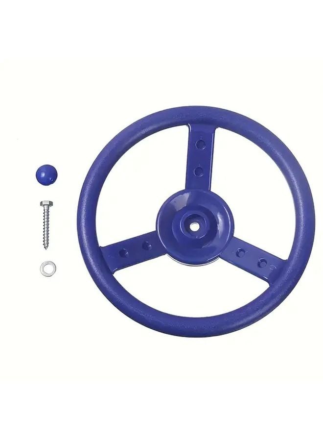 Blue Swing Steering Wheel Durable Plastic Easy Install Outdoor Backyard Treehouse Jungle Gym Play Accessory - Image 1