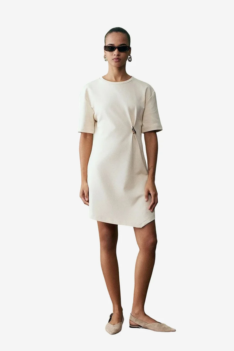 Dilvin Cream Natural DILVIN Women's Mini Shift Dress for Women | Best Price UAE