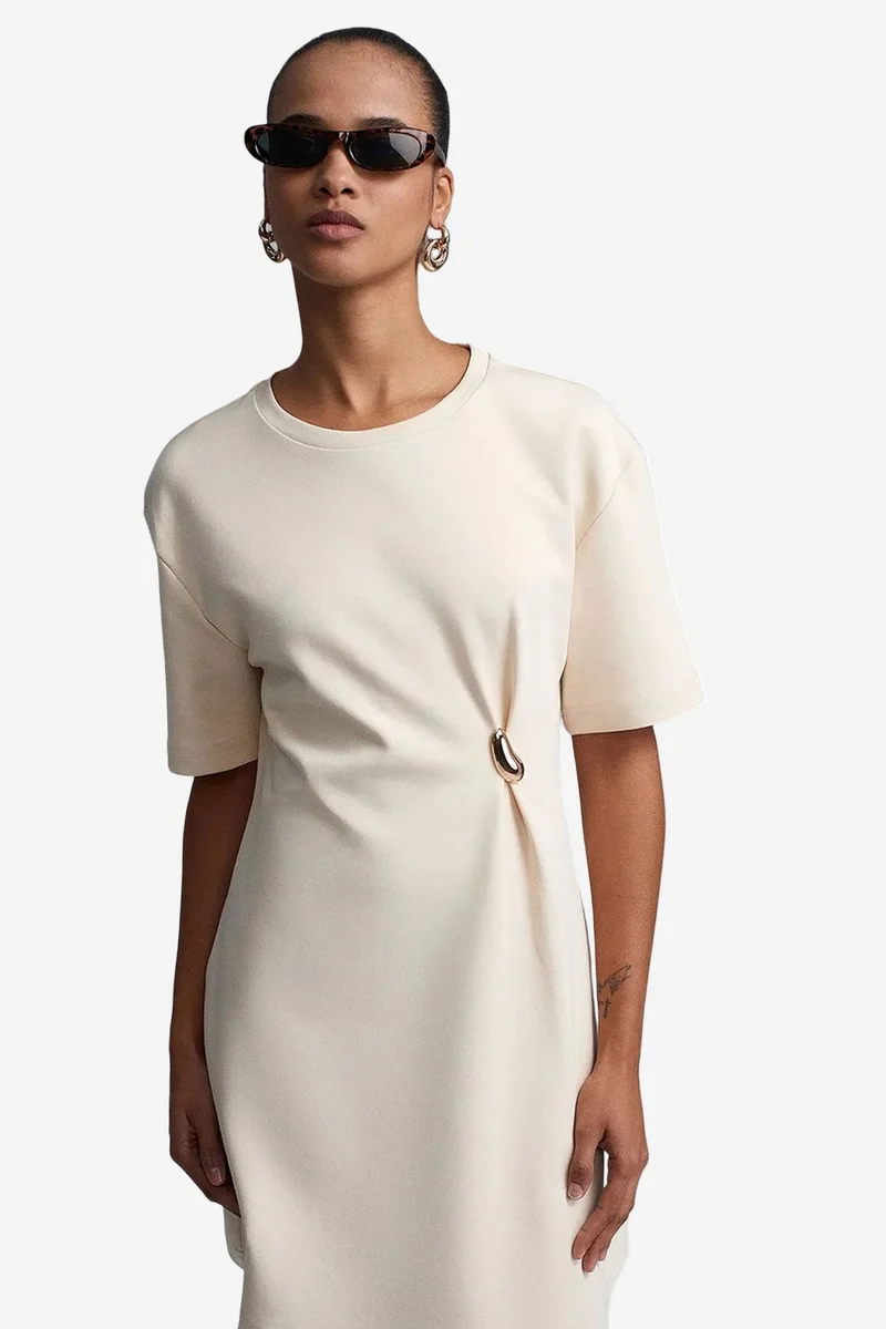 Dilvin Cream Natural DILVIN Women's Mini Shift Dress for Women | Best Price UAE