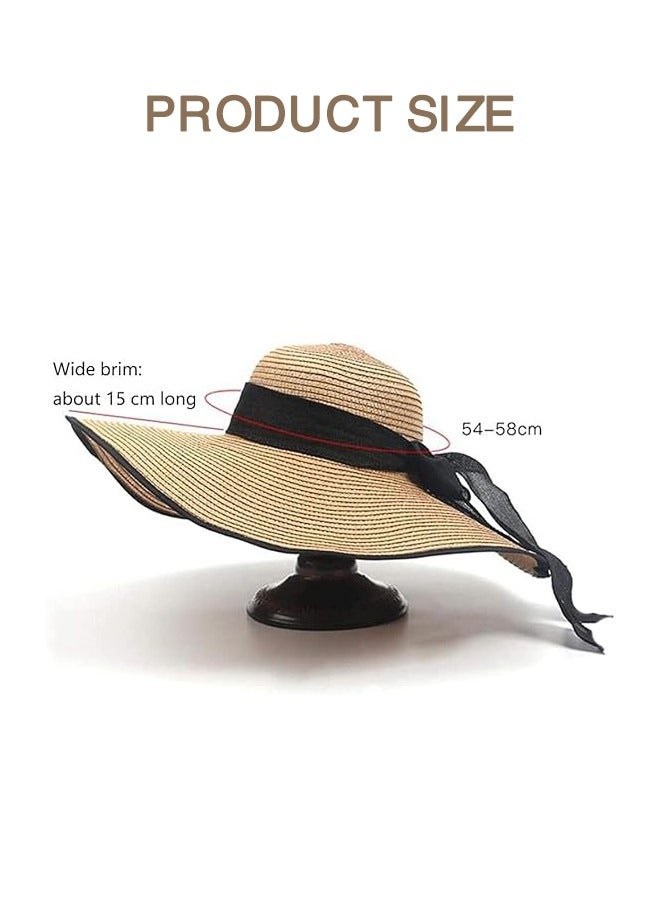 أورجنيزر السيدات قبعة من القش ، مع القوس الديكور ، ومكافحة الأشعة فوق البنفسجية ، نفاذية الهواء ، قابلة للطي ، فتح مظلة ، عطلة الشاطئ ، قابلة للطي - Image 2