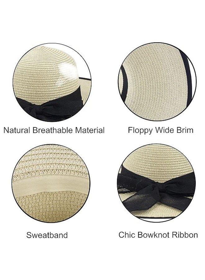 أورجنيزر السيدات قبعة من القش ، مع القوس الديكور ، ومكافحة الأشعة فوق البنفسجية ، نفاذية الهواء ، قابلة للطي ، فتح مظلة ، عطلة الشاطئ ، قابلة للطي - Image 3