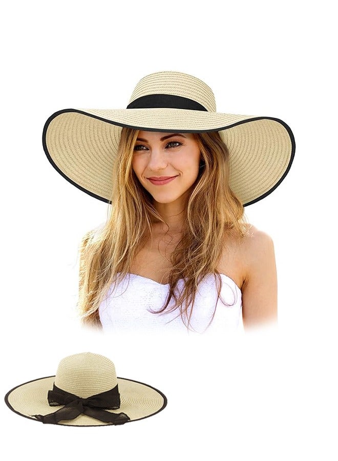أورجنيزر السيدات قبعة من القش ، مع القوس الديكور ، ومكافحة الأشعة فوق البنفسجية ، نفاذية الهواء ، قابلة للطي ، فتح مظلة ، عطلة الشاطئ ، قابلة للطي - Image 1