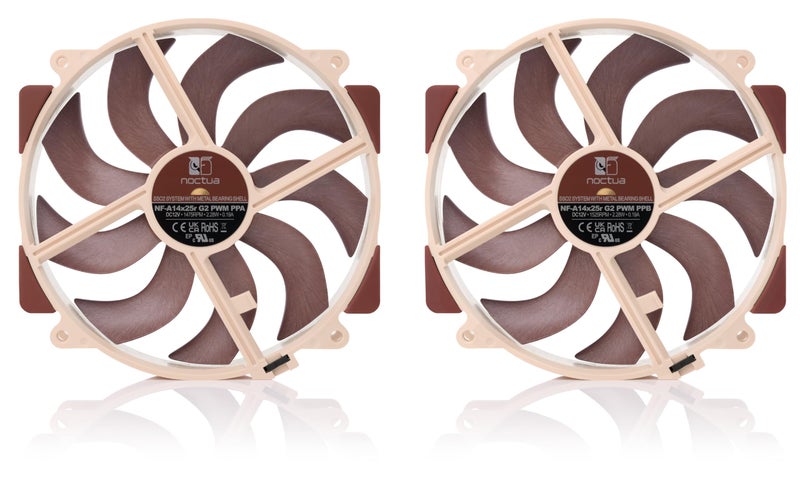 Noctua NF-A14x25r G2 PWM Sx2-PP, Push-Pull Set of Two Premium-Quality Quiet 140mm PC Fans (Brown) - Image 3