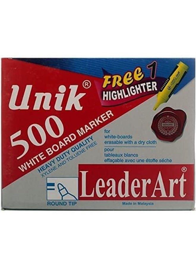 Unik 500 White Board Marker Round Tip Set Of 12  - Blue - Image 1