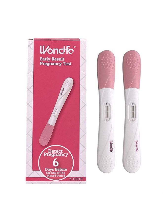 Wondfo Pregnancy Test Early Result 5 Pack - Extra Sensitive HCG Urine Midstream Test 10 MIU - Detect 6 Days Sooner Than Your Missed Period - Image 1