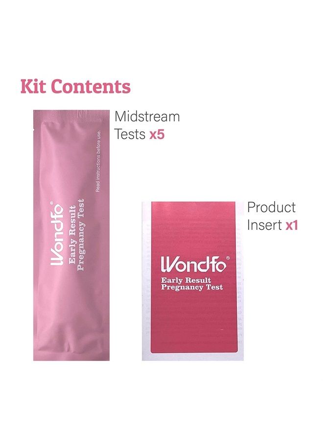 Wondfo Pregnancy Test Early Result 5 Pack - Extra Sensitive HCG Urine Midstream Test 10 MIU - Detect 6 Days Sooner Than Your Missed Period - Image 4
