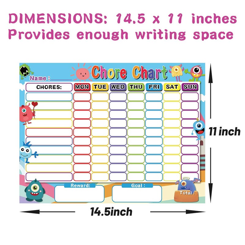 Fancy Land Dry Erase Chore Chart for Kids Reward Chart Reusable Self-Adhesive Behavior Chart for School Home Classroom 8 Pack - Image 2