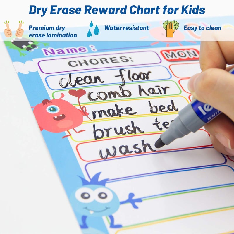 Fancy Land Dry Erase Chore Chart for Kids Reward Chart Reusable Self-Adhesive Behavior Chart for School Home Classroom 8 Pack - Image 4